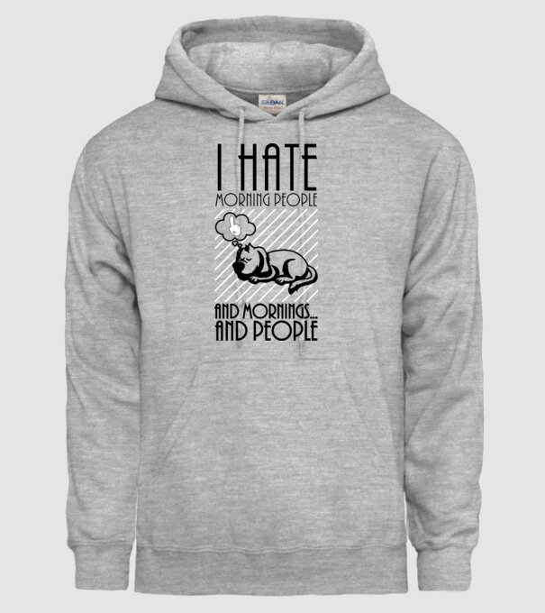 Urăsc dimineața model gri pe tricou
