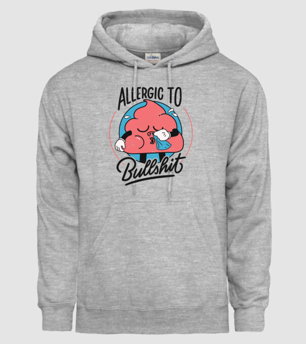 Allergic to bullshit antisocial model gri pe tricou