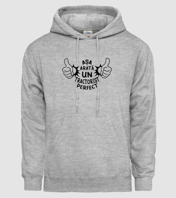 Așa arată un TRACTORIST perfect model gri pe tricou