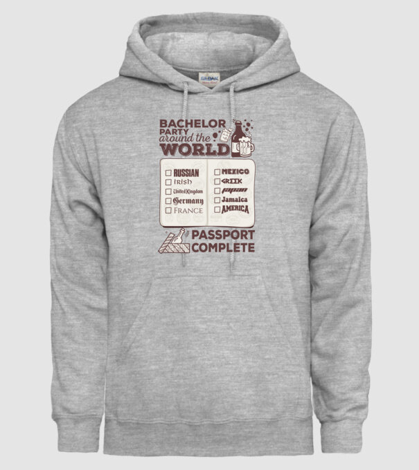 Bachelor Party World tour model gri pe tricou