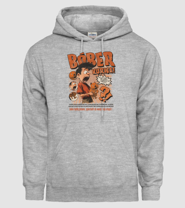 Bobr Kurwa comic model gri pe tricou