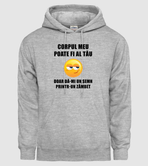 corpul meu poate fi al tău, doar dă-mi un semn printr-un zâmbet model gri pe tricou
