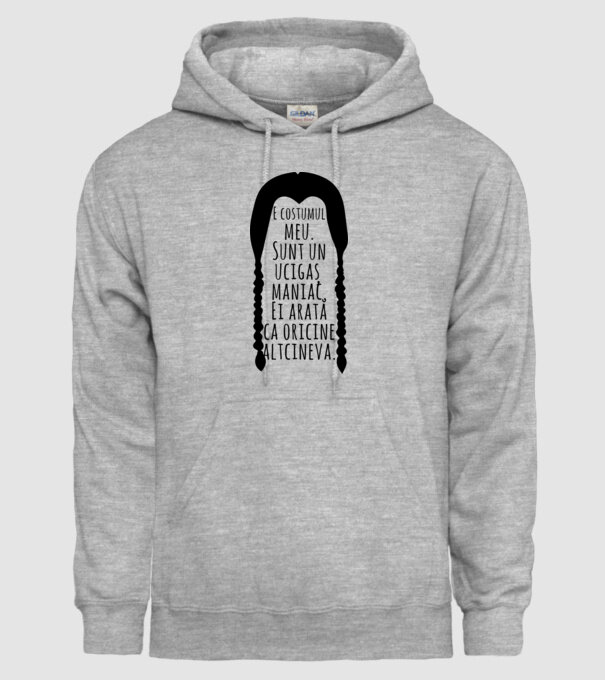 E costumul meu. Sunt un ucigaș maniac. Ei arată ca oricine altcineva. model gri pe tricou