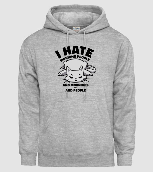 I hate morning people antisocial cat model gri pe tricou