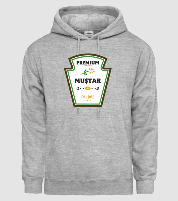muștar premium - calitate model gri pe tricou
