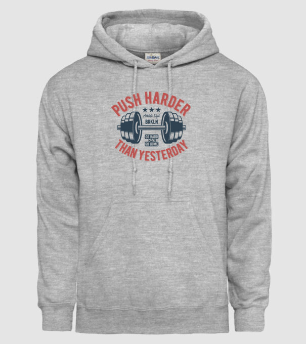 push harder model gri pe tricou