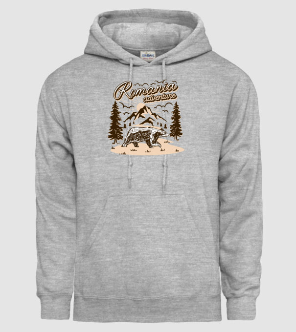 Romania bear adventure model gri pe tricou