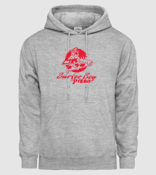 surfer boy pizza stranger things model gri pe tricou