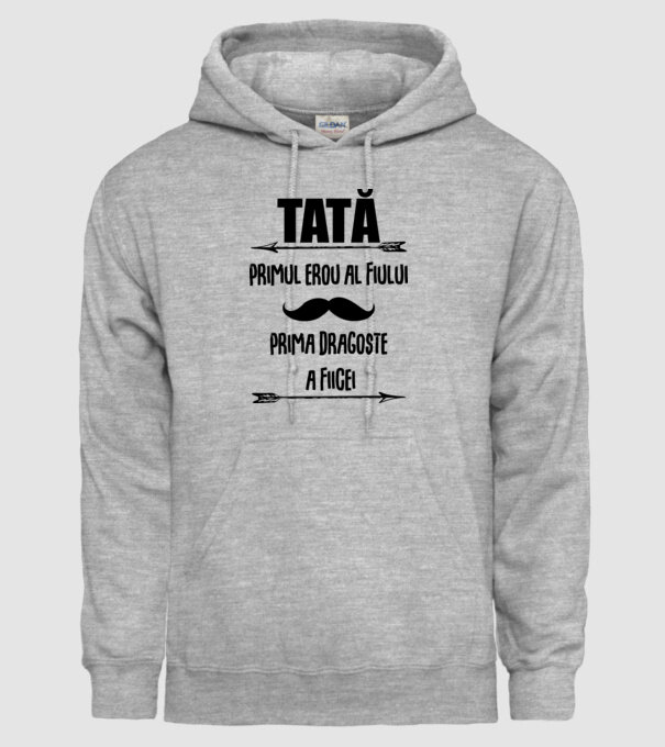 Tată - primul erou al fiului, prima dragoste a fiicei model gri pe tricou