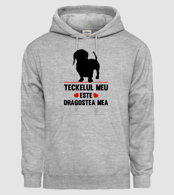 teckelul meu este dragostea mea model gri pe tricou