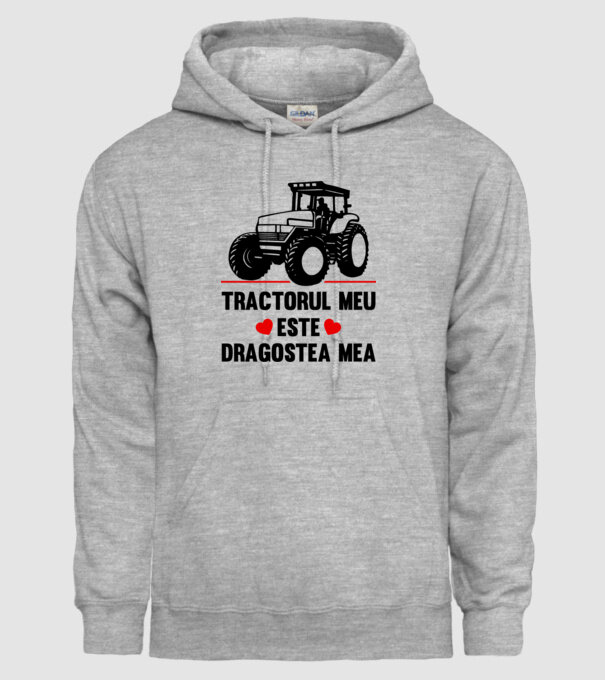 tractorul meu este dragostea mea model gri pe tricou