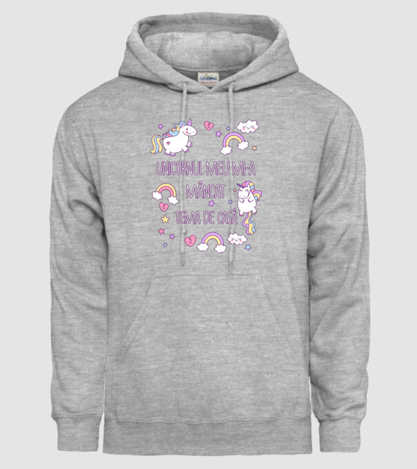 Unicornul meu mi-a mâncat tema de casă model gri pe tricou