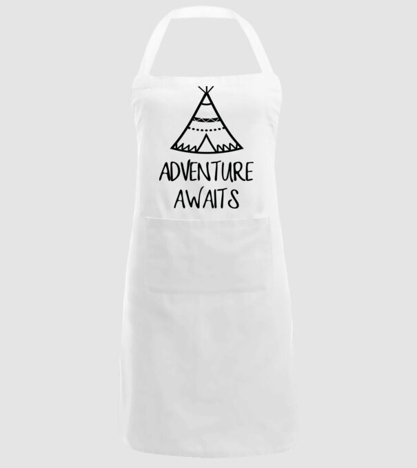 Advanture awaits model alb pe tricou