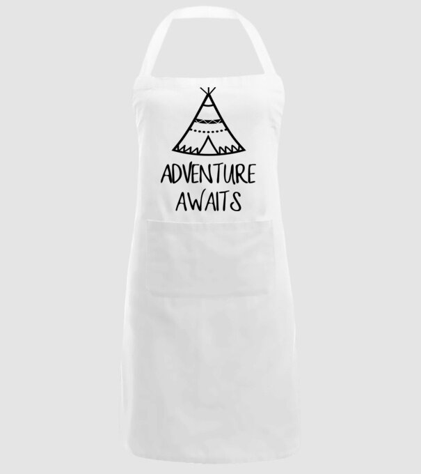 Adventure awaits teepee model alb pe tricou