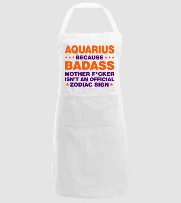 Badass zodiac AQUARIUS model alb pe tricou