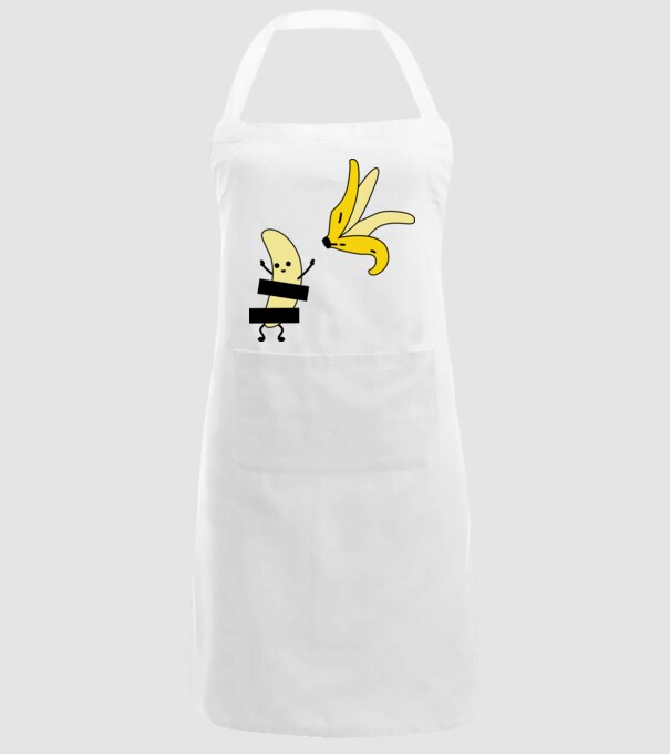 Cuplu Banană fată model alb pe tricou