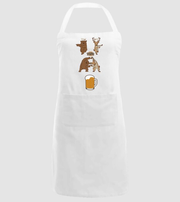 Bear deer beer model alb pe tricou