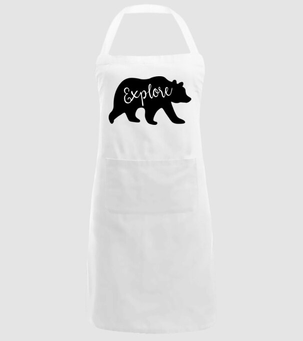 Bear explore model alb pe tricou