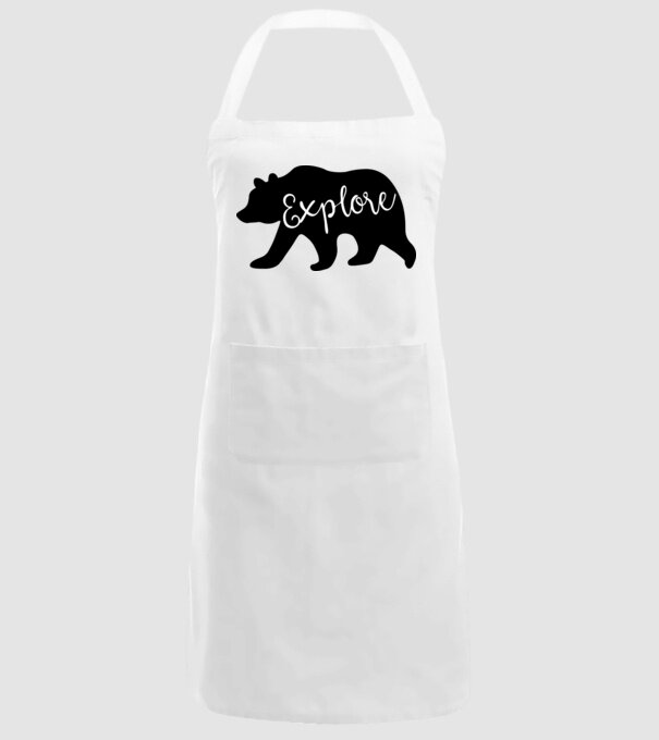 Bear left explore model alb pe tricou