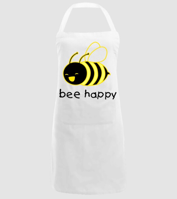 bee happy model alb pe tricou