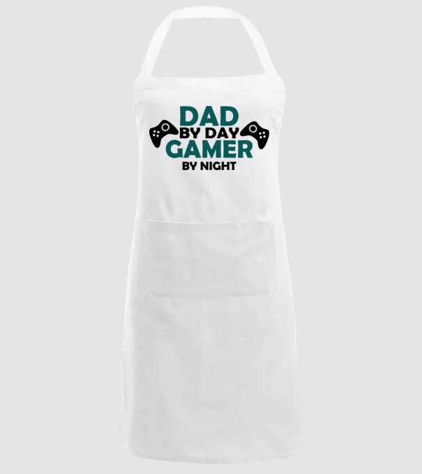 Dad by day gamer by night model alb pe tricou