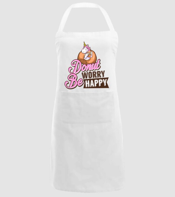 Donut worry be happy model alb pe tricou
