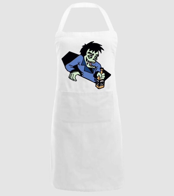 Drunk Zombie model alb pe tricou