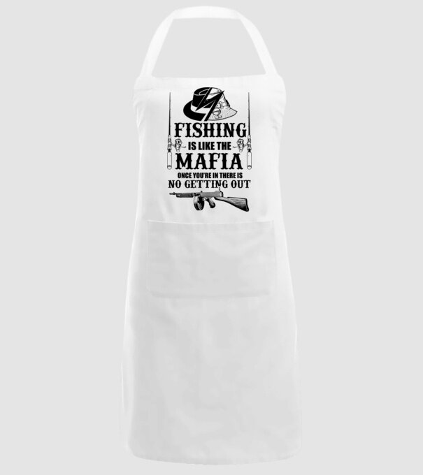 Fishing is like mafia model alb pe tricou