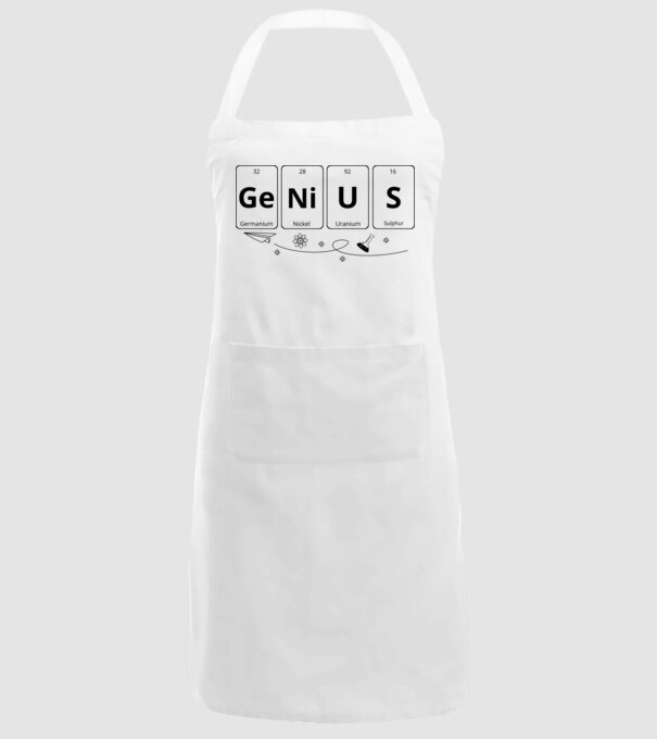 Genius periodic model alb pe tricou