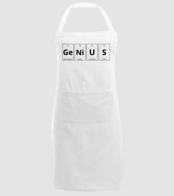 Genius periodic model alb pe tricou