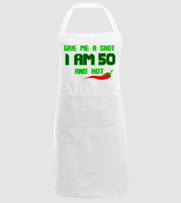 Give me a shot - 50 model alb pe tricou