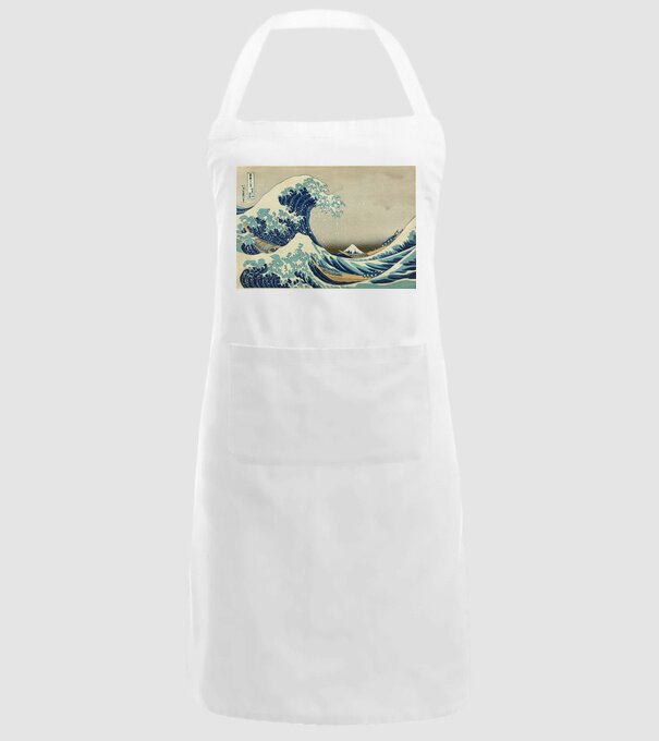 Great Wave of Kanagawa mască model alb pe tricou