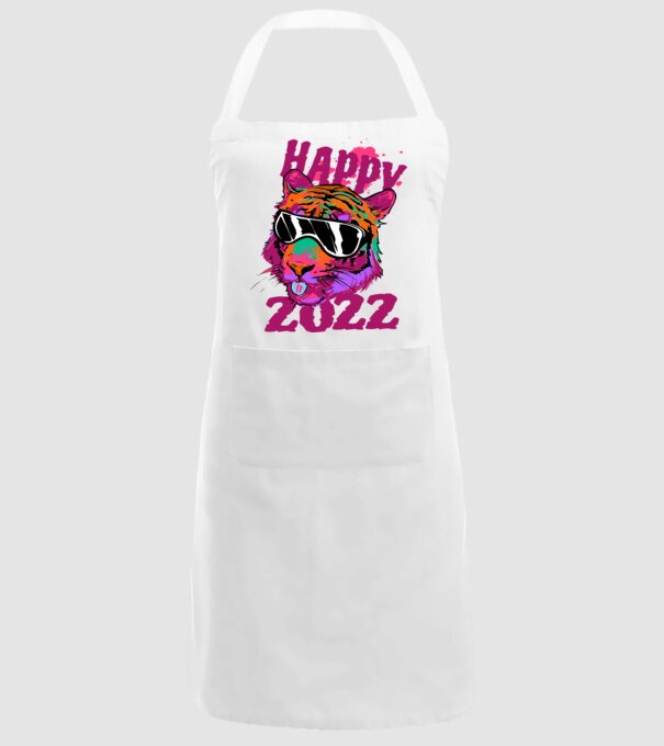 Happy 2022 tiger model alb pe tricou