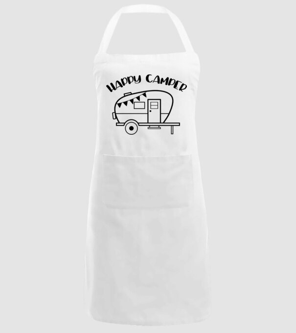 Happy camper model alb pe tricou