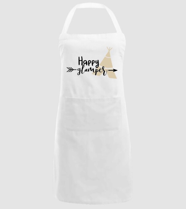 Happy glamper model alb pe tricou