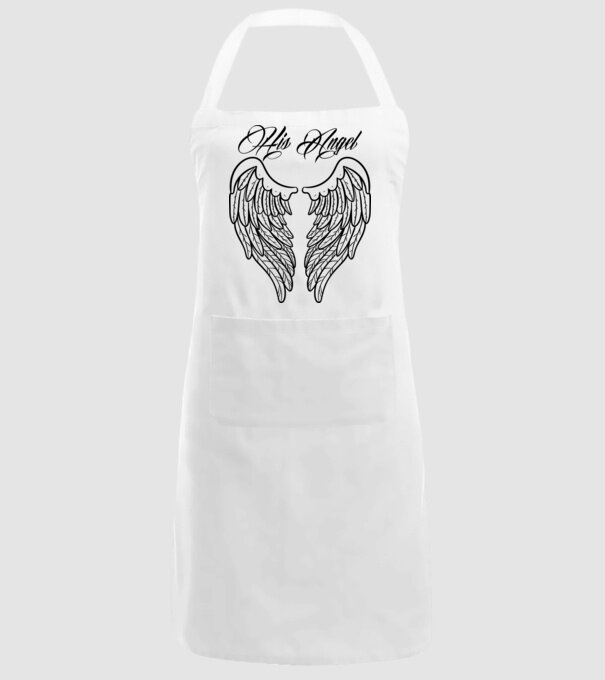 His Angel model alb pe tricou