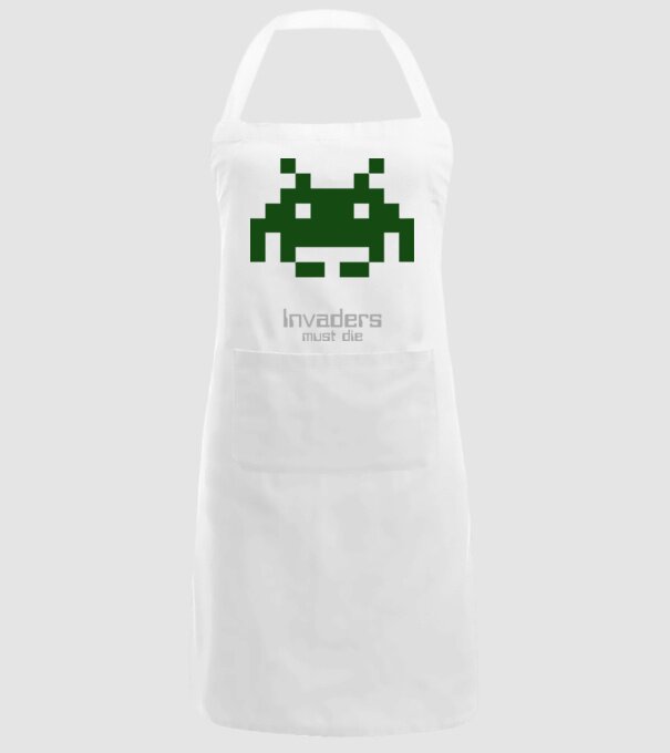 Invaders Must Die model alb pe tricou