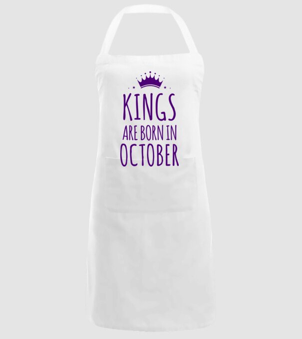 Kings are born in - October model alb pe tricou