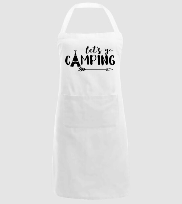 'Let''s go camping' model alb pe tricou