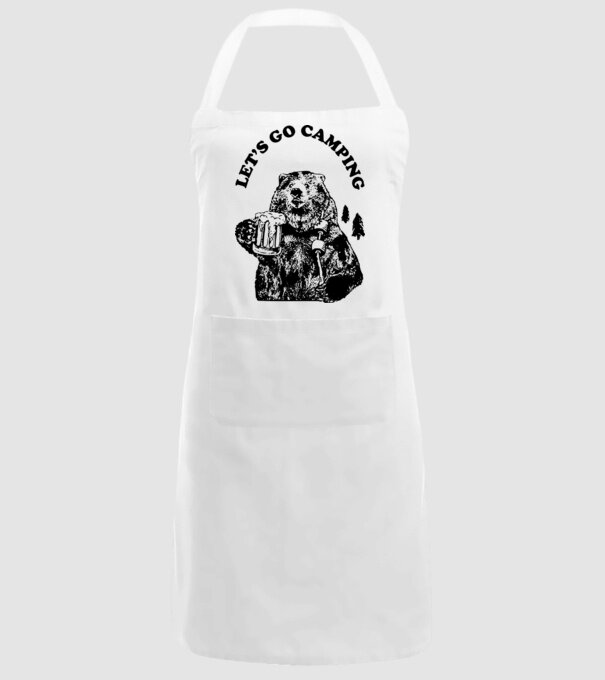 Lets go camping model alb pe tricou