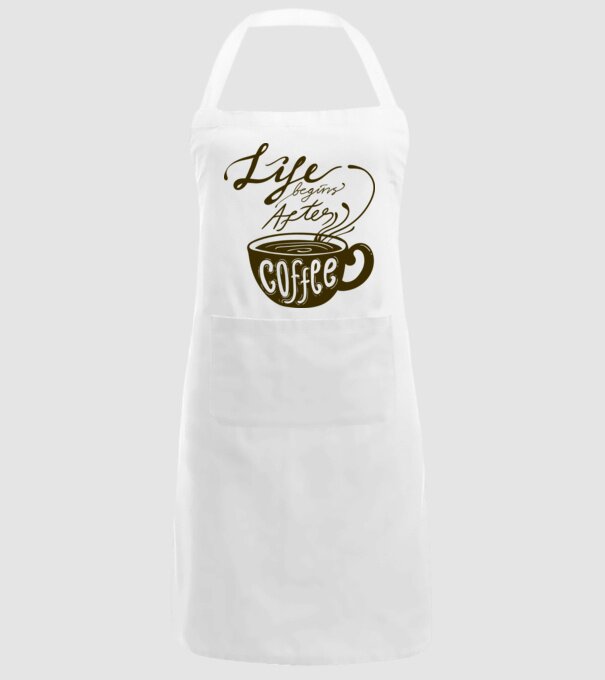 Life begins after coffee model alb pe tricou