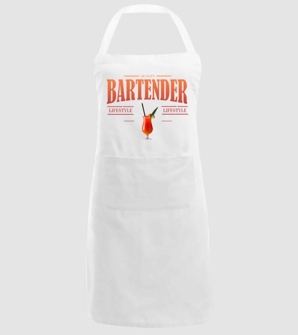 Lifestyle Bartender model alb pe tricou