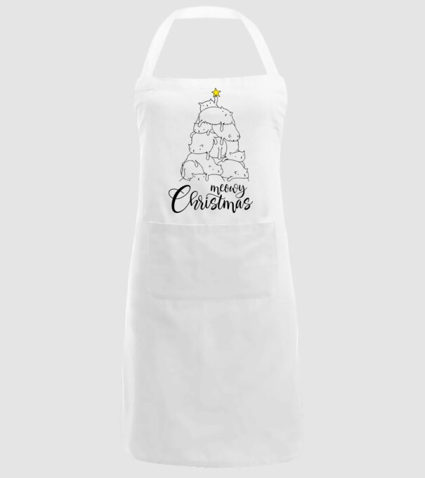 Meowy Christmas model alb pe tricou