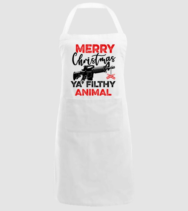 Merry Christmas Ya Filthy Animal model alb pe tricou