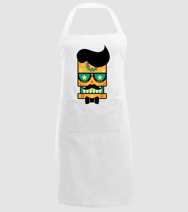 Mustache model alb pe tricou