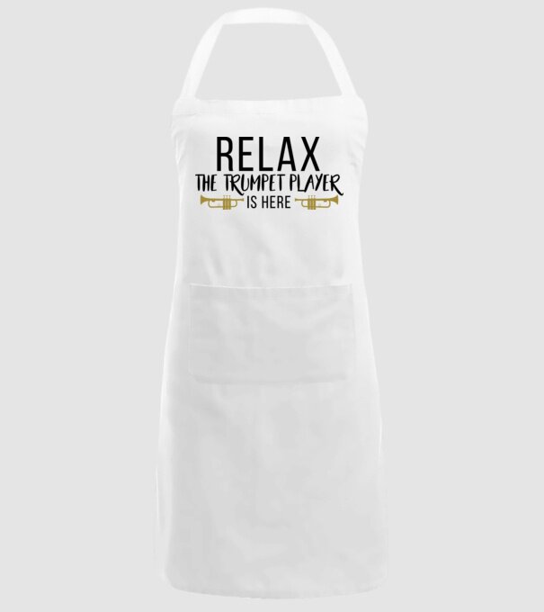 Relax the trumpet player is here model alb pe tricou