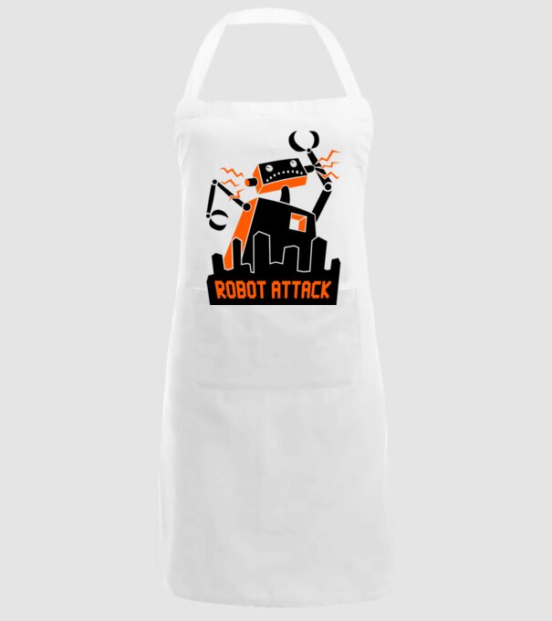 Robot Attack model alb pe tricou