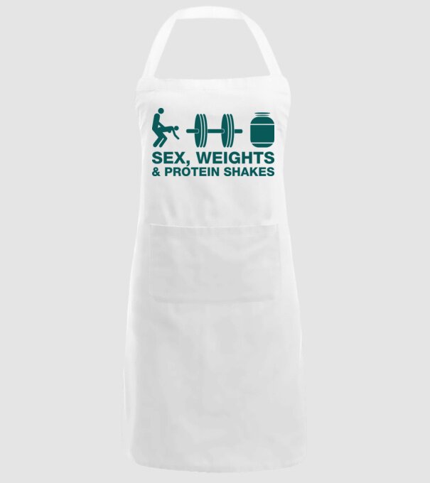 Sex, weights and protein shakes model alb pe tricou