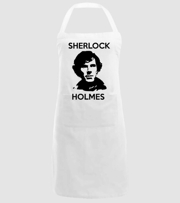 Sherlock model alb pe tricou