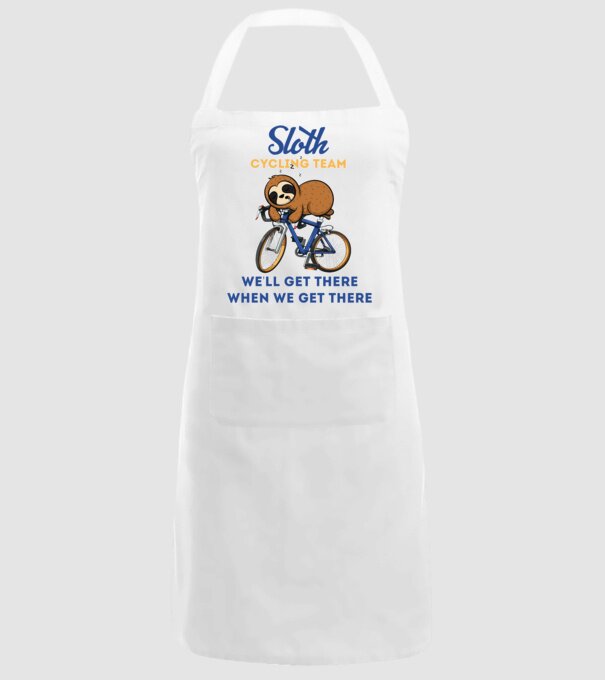 Sloth cycling team model alb pe tricou